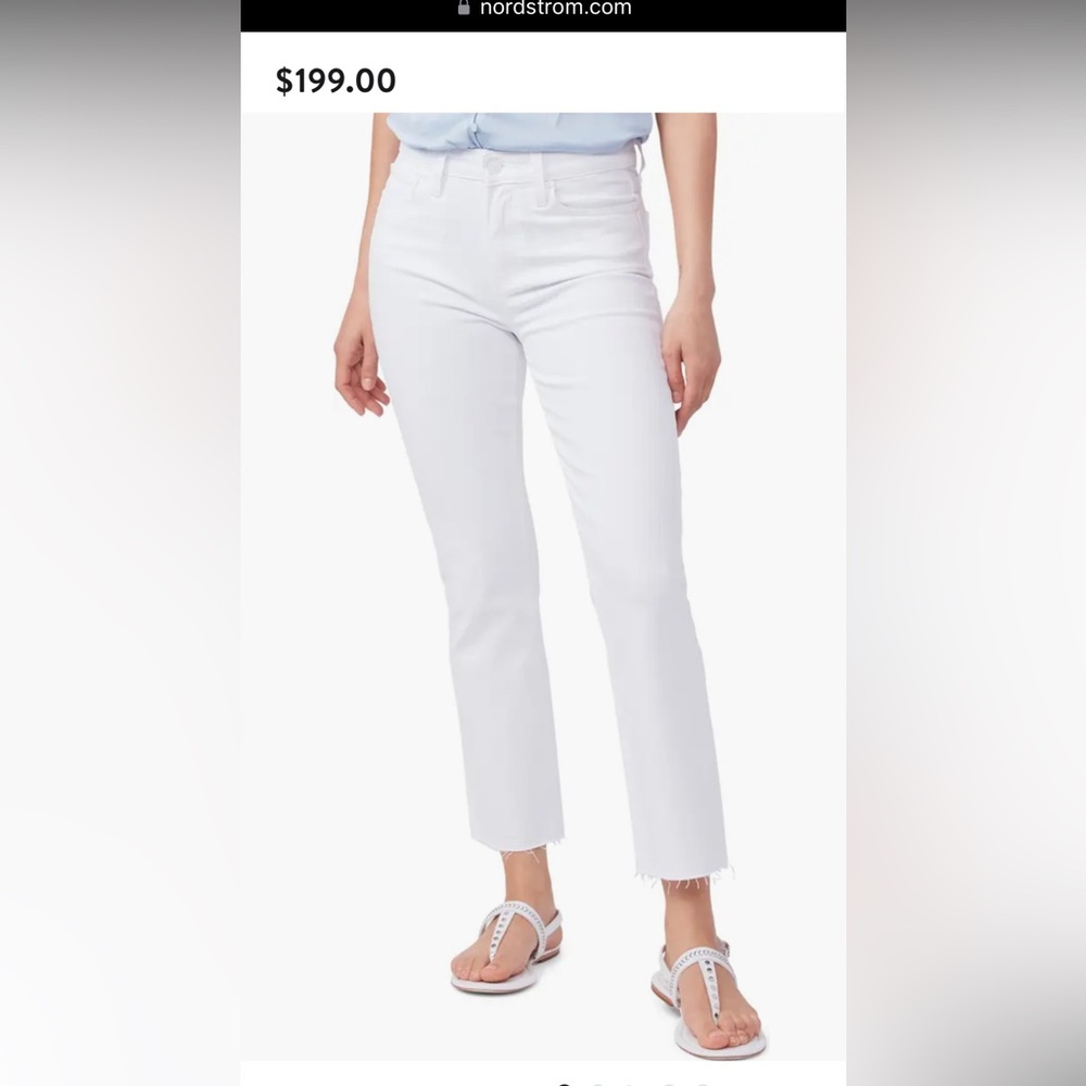 Designer Paige white denim jean Frayed edge size 27